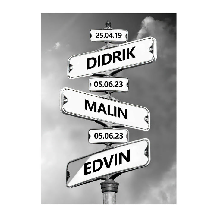 Customizable Directional Street Sign Wall Plaque With Removable Name Panels And Date Tags