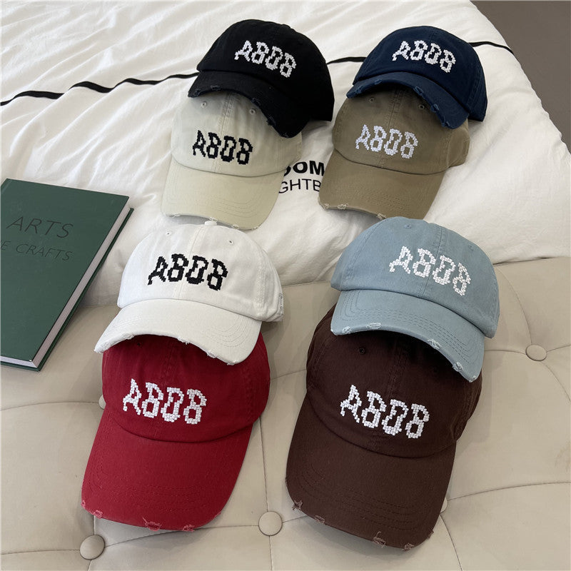 Women's Distressed Cotton Baseball Cap with Graphic Detailing Kalsten