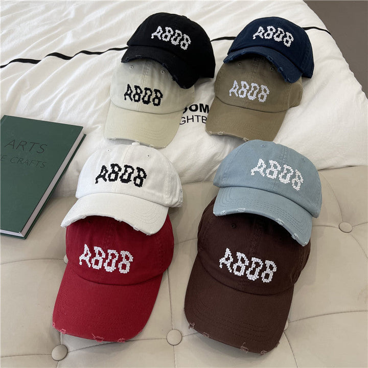Women's Distressed Cotton Baseball Cap with Graphic Detailing Kalsten