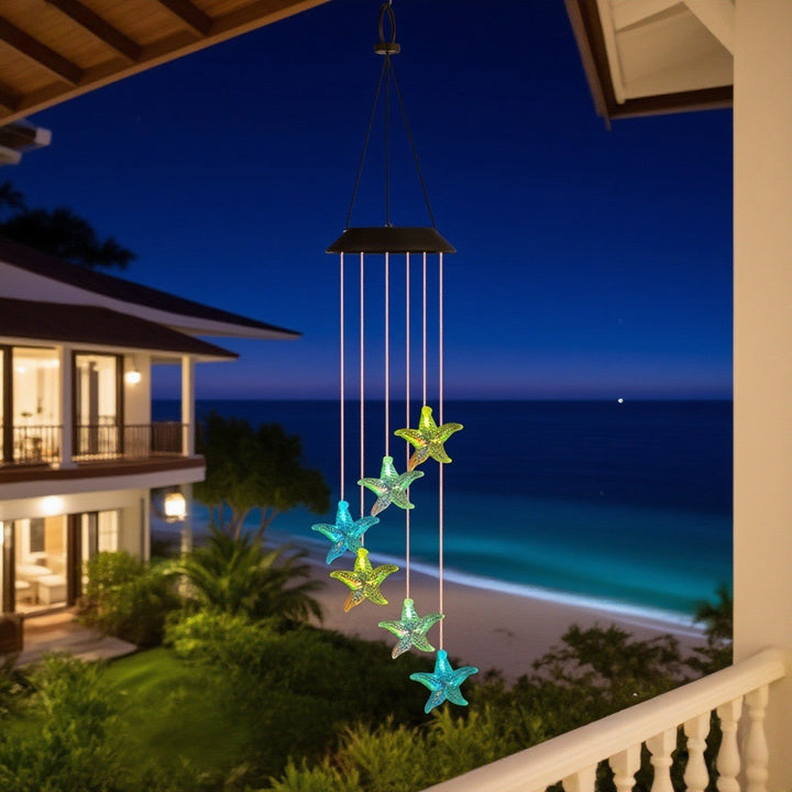 Decorative Solar LED Starfish Wind Chime Hanging Garden Light Kalsten