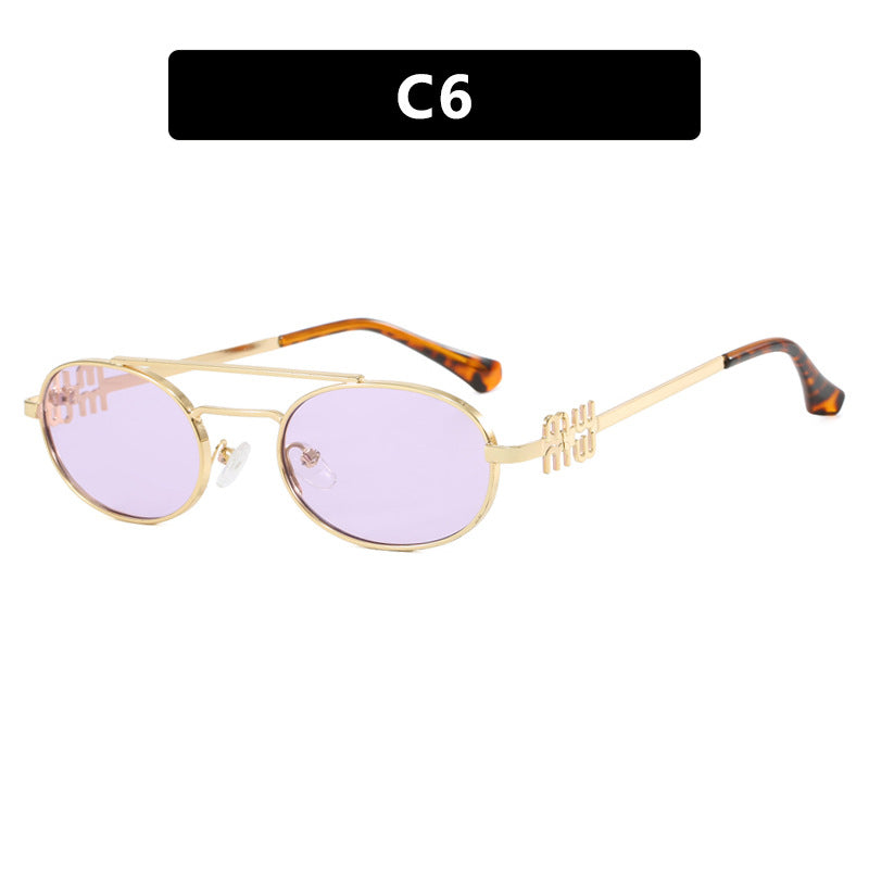 Women's elegant oval sunglasses with luxurious metal frame Kalsten