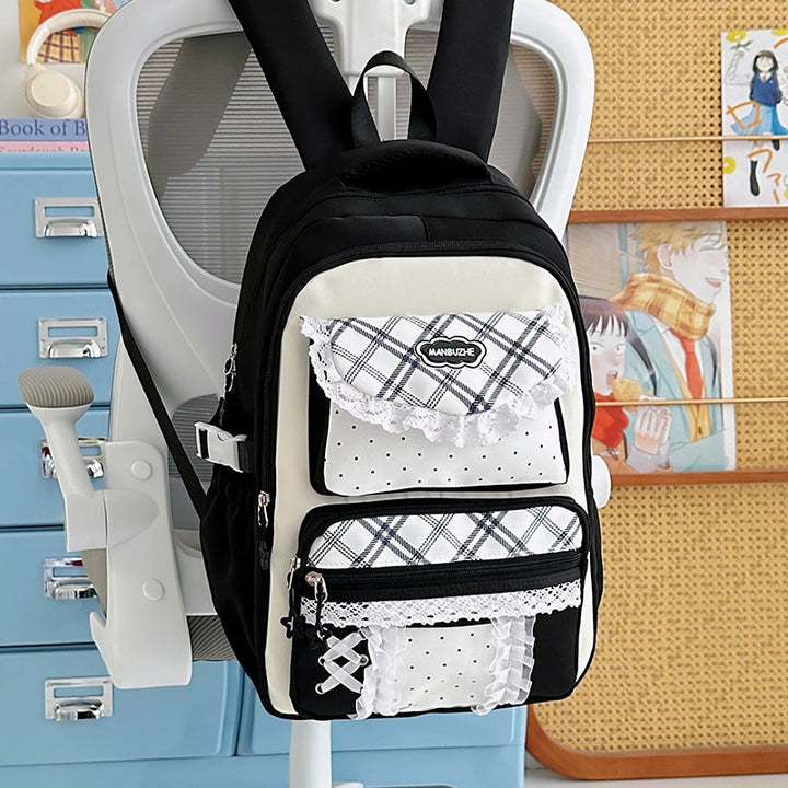 Fashion-Forward Ruffled Flap School Backpack