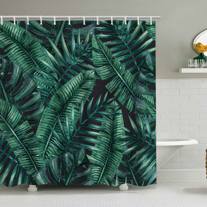 Tropical Leaf Print Shower Curtain Kalsten