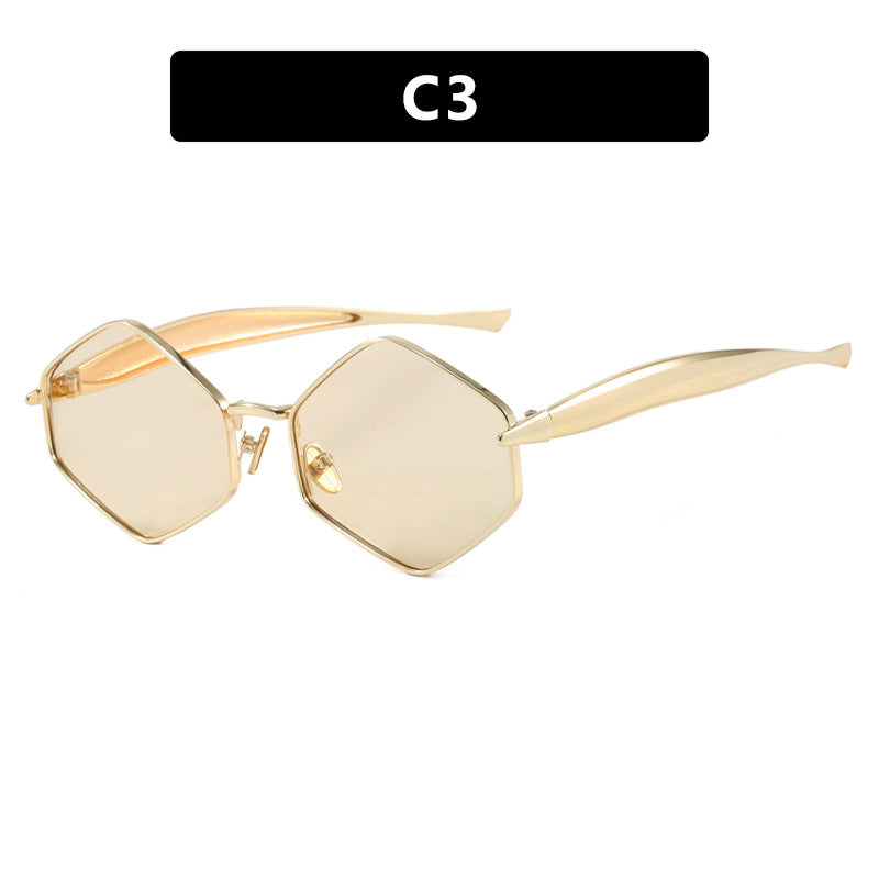 Women's hexagonal sunglasses with elegant metal frame and UV protection Kalsten