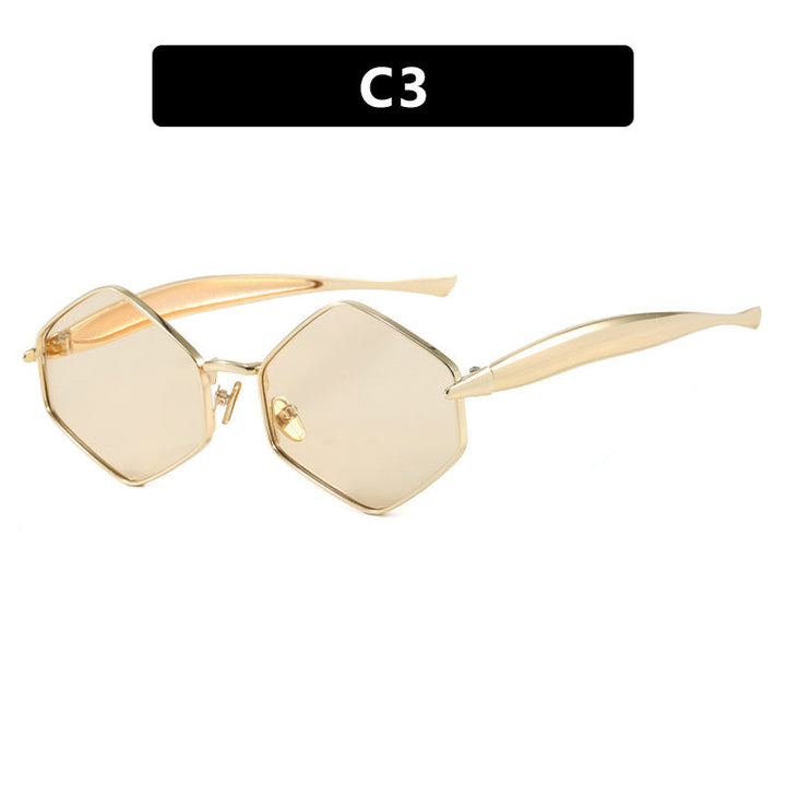 Women's hexagonal sunglasses with elegant metal frame and UV protection Kalsten