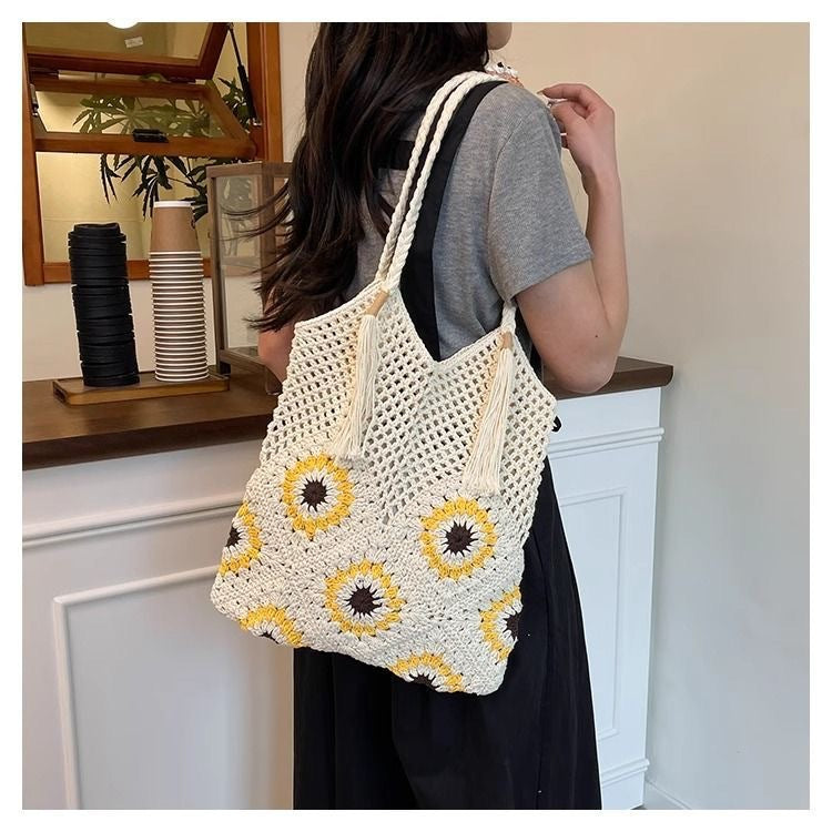 Macrame shopping bag with sunflower pattern Kalsten