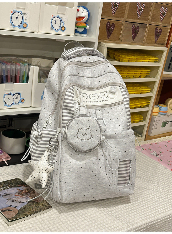 Star-Patterned Multi-Pocket School Backpack
