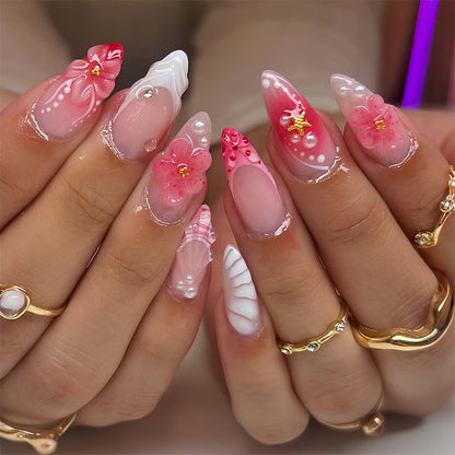 Floral Embellished Press-On Nail Set Acalora 1788495995