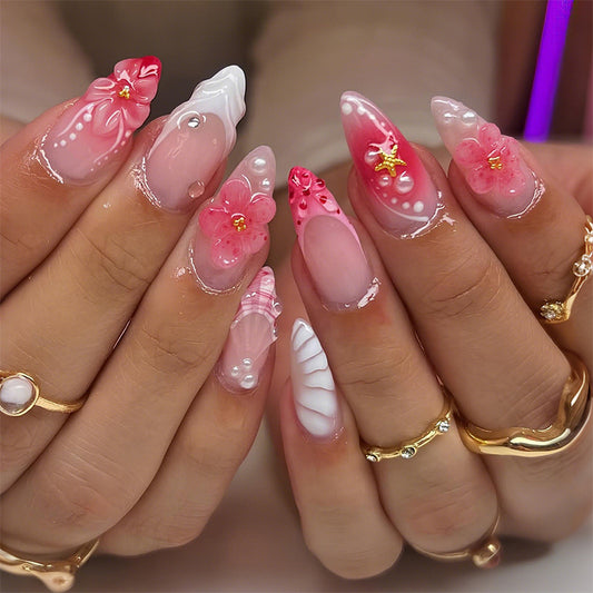 Floral Embellished Press-On Nail Set Acalora 1788495995
