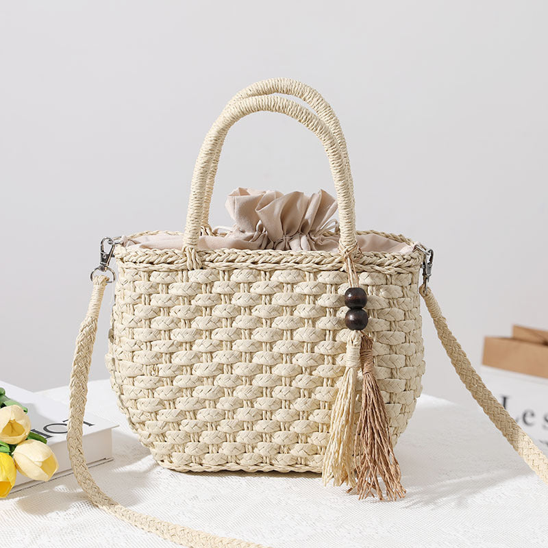 Handcrafted Macrame Tote Bag with Decorative Drawstring Kalsten