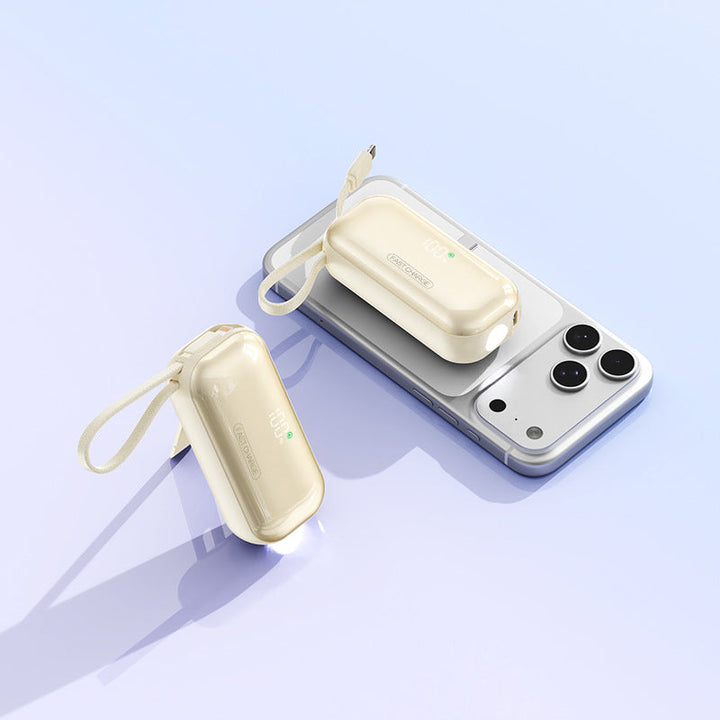 Portable power bank with integrated charging cable and LED charging status display Kalsten