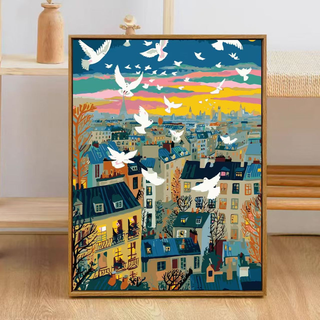 Colorful City Skyline Art Print Kalsten