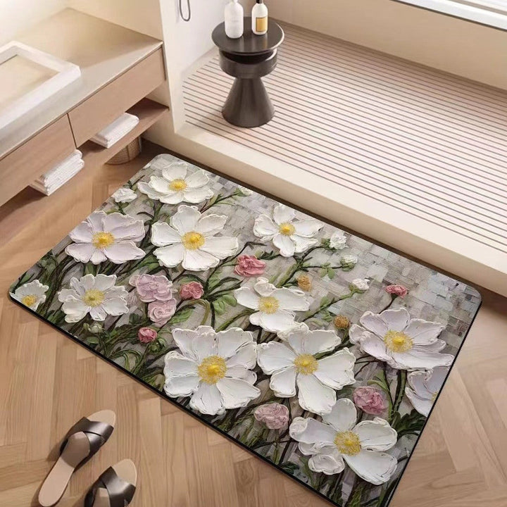 Luxury Textured Floral Bath Mat Kalsten