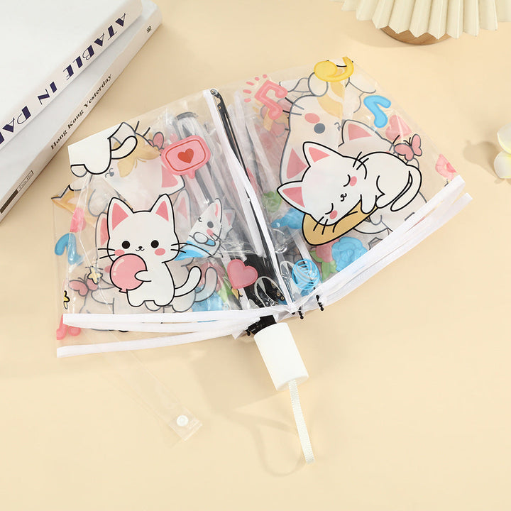 Women's transparent zipper pouch with cute cat designs Kalsten