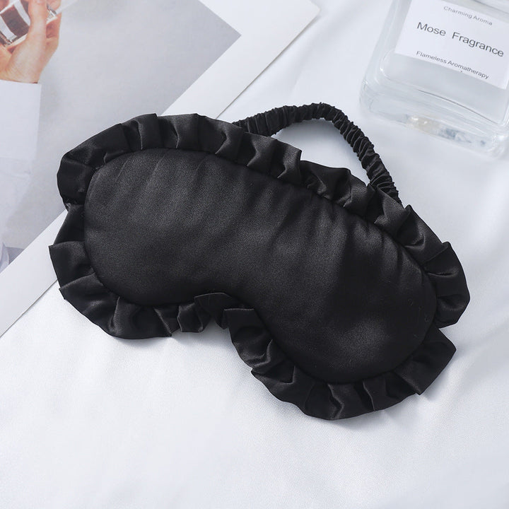 Women's nan satin-gloss eye mask with ergonomic contour, frilled ruffle edge, and gentle padding Kalsten