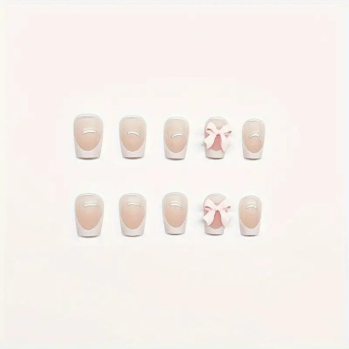 Charming Bow-Embellished Press-On Nail Art Kalsten