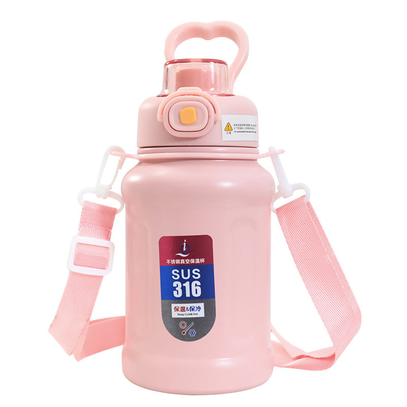 Ladies Stainless Steel Insulated Bottle with Practical Carry Strap and Innovative Closure Kalsten