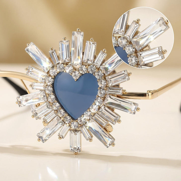 Women Heart-Shaped Sunglasses with Sparkling Crystal Decoration Kalsten