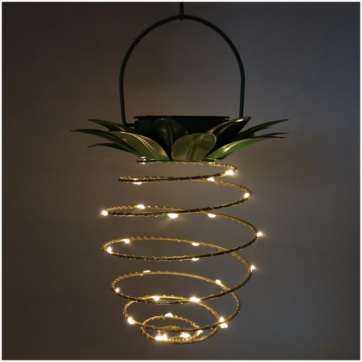 Spiral Pendant LED Hanging Planter Lamp With Faux Tropical Leaf Topper Kalsten