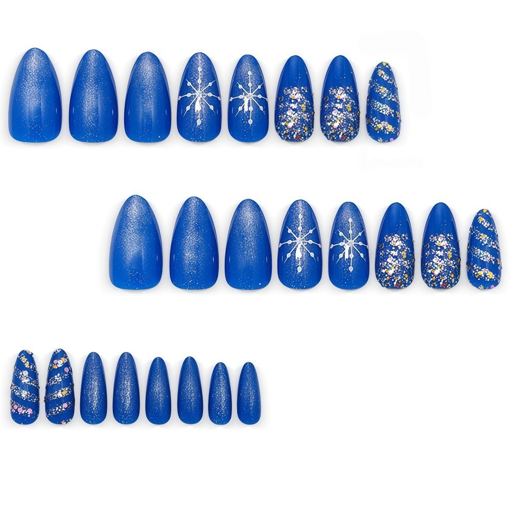 Glamorous artificial nails with glitter and pattern design Kalsten