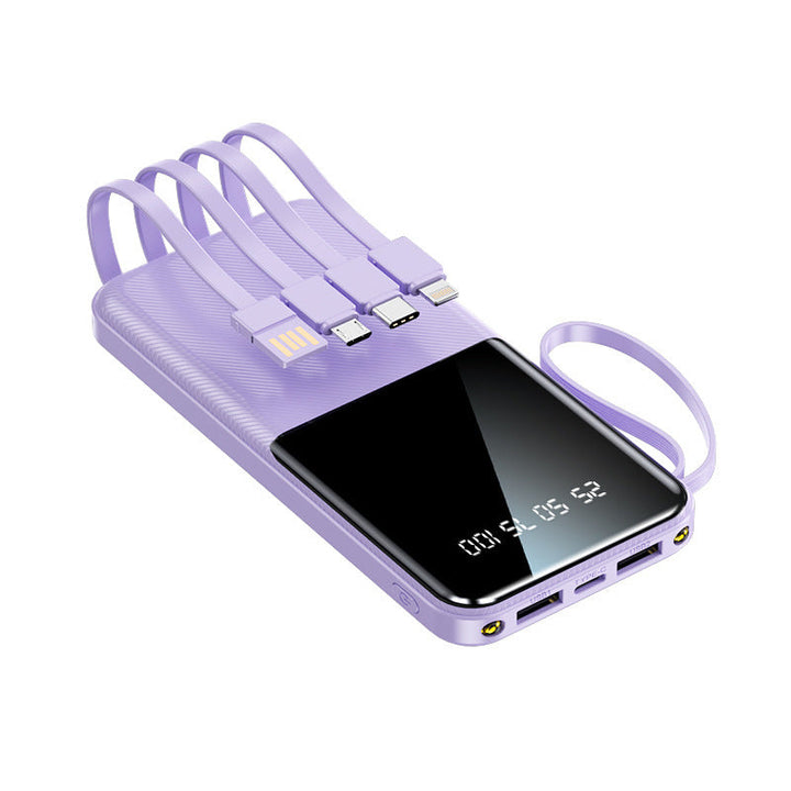 Portable power bank with multifunctional connection and integrated charging cables Kalsten