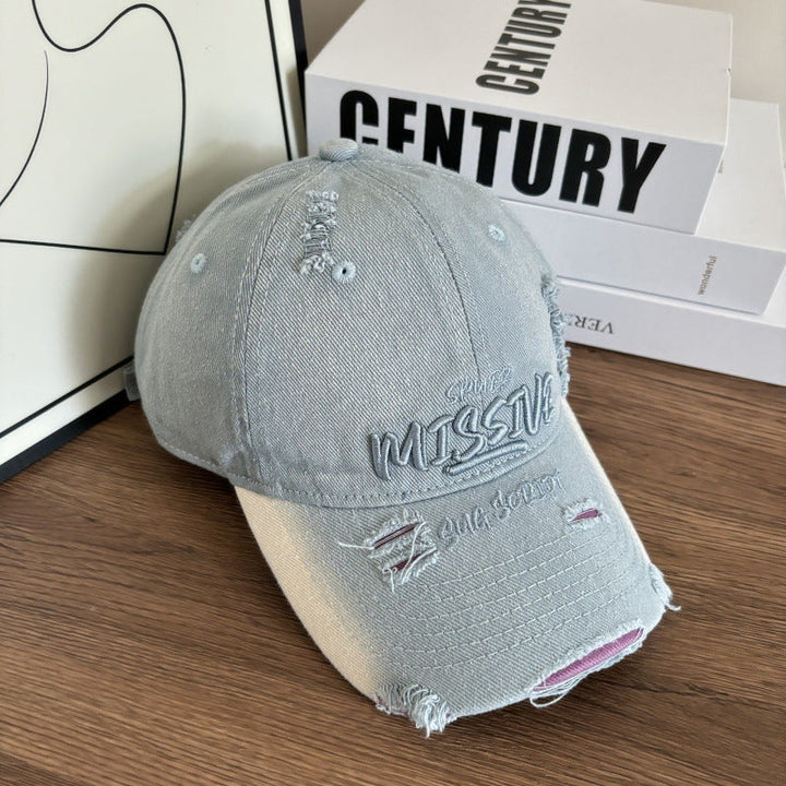Women's Distressed Denim Adjustable Baseball Cap Kalsten