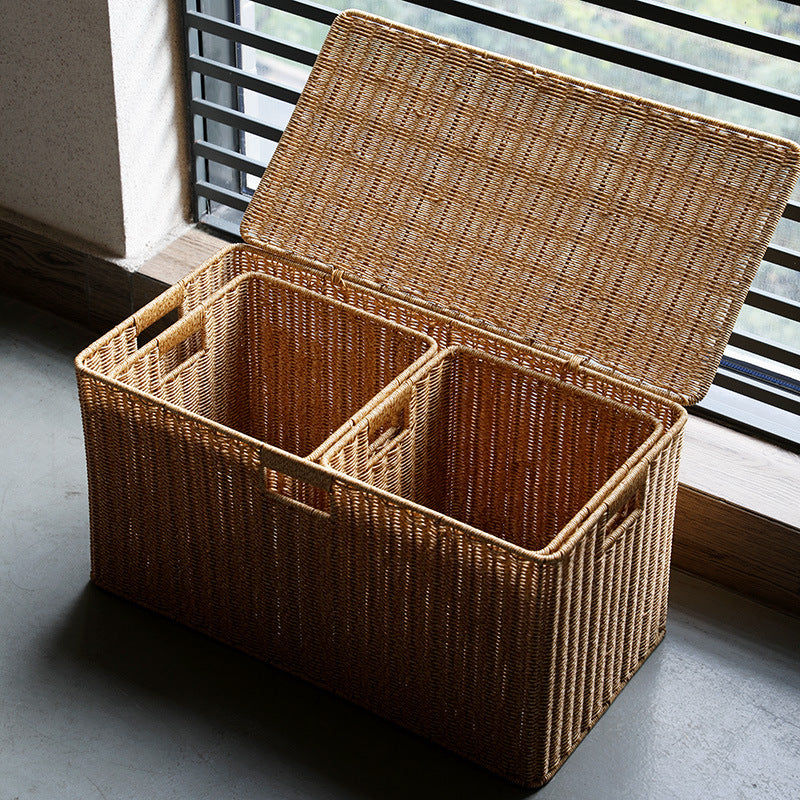 Unisex storage basket made of natural material with practical handles Kalsten
