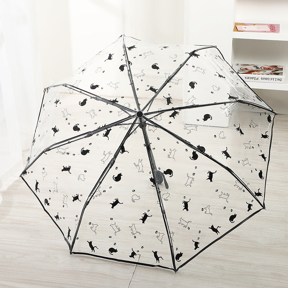 Women's Foldable Umbrella with Transparent Design and Animal Patterns Kalsten