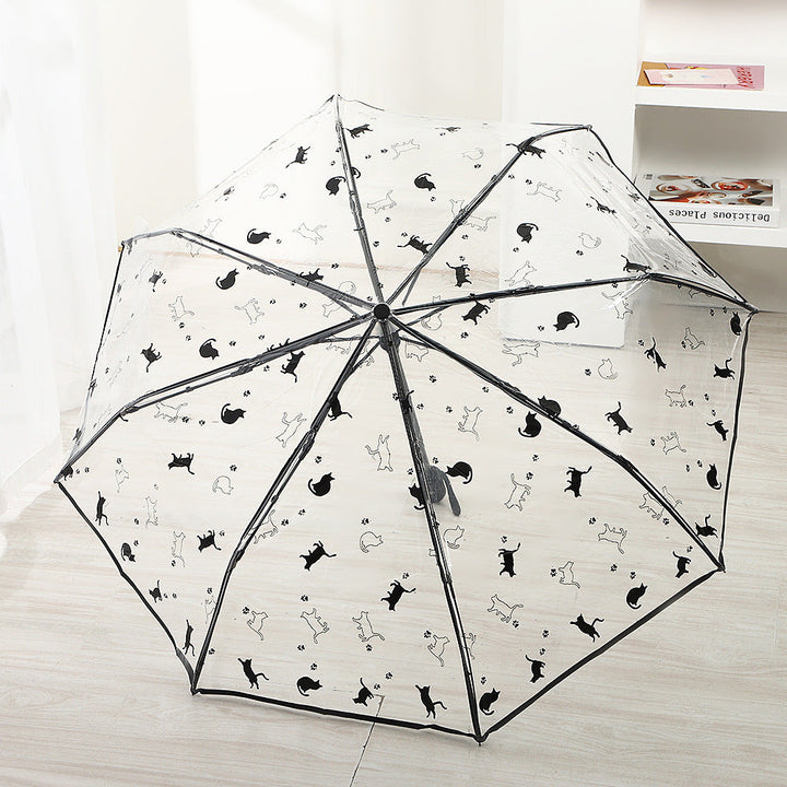 Women's Foldable Umbrella with Transparent Design and Animal Patterns Kalsten