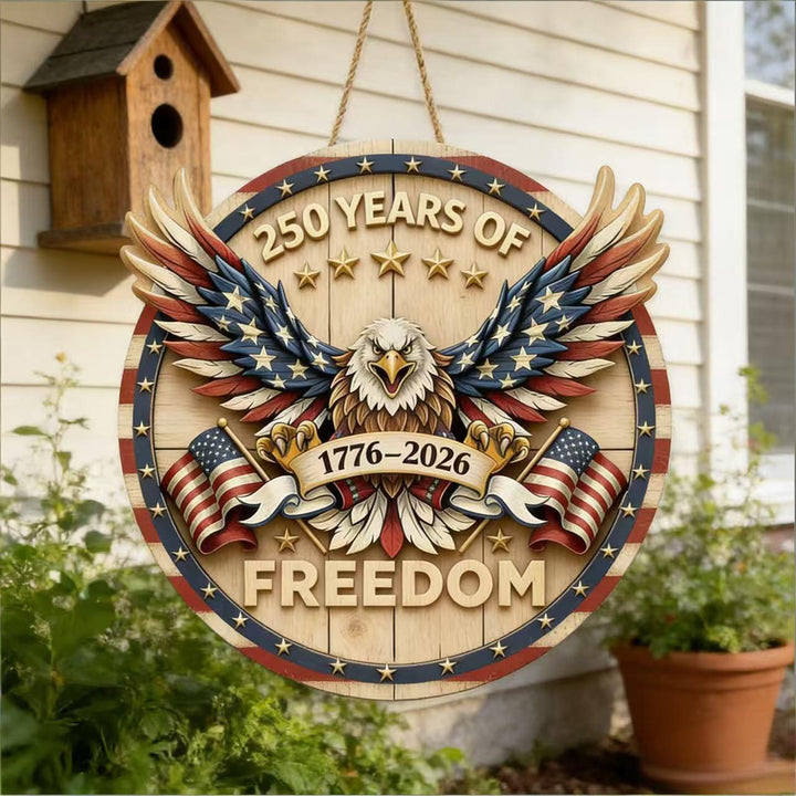 Independence Day layered satin ribbon floral door wreath with jute hanger Kalsten