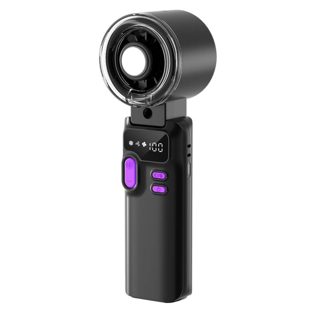 Cooling rechargeable handheld digital display misting mini fan with adjustable tilt and USB-C charging Kalsten