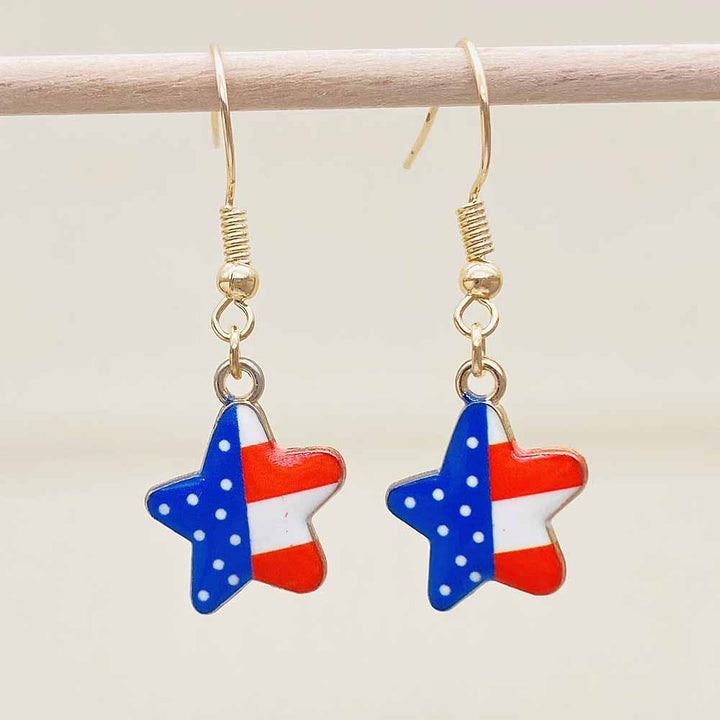 Women's filigree drop earrings with enameled flag pendants and metal hook closure Kalsten