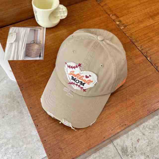 Women's Distressed Heart-Embroidered Baseball Cap Kalsten