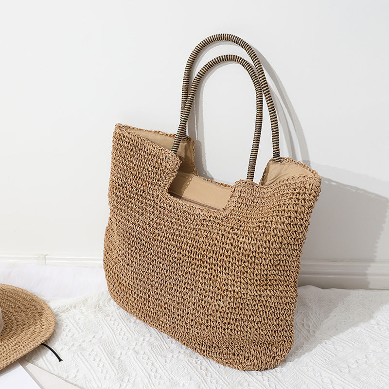 Handmade Massive Shopping Bag Made of Natural Material with Fashionable Scarf Kalsten