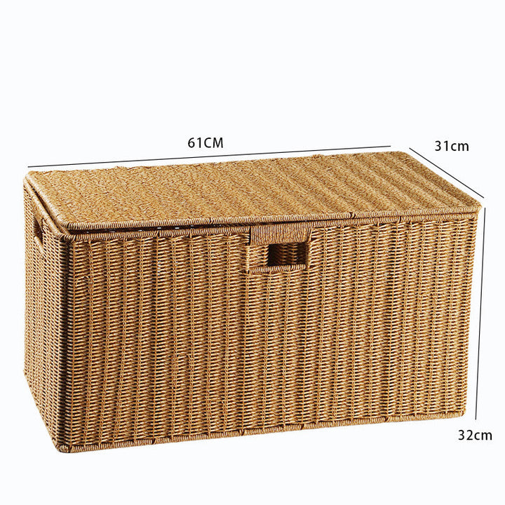 Unisex storage basket made of natural material with practical handles Kalsten