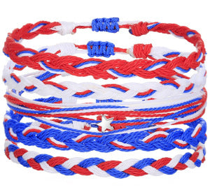 Unisex braided bracelet set made of cotton cords with adjustable sliding knots and star pendant Kalsten