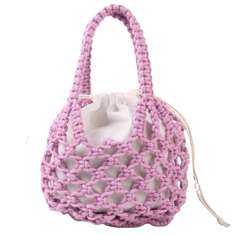 Hand-knotted tote bag with inner drawstring closure Kalsten