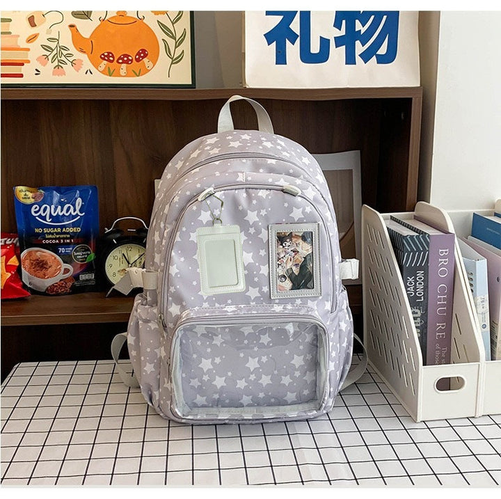 Star-Patterned College School Backpack