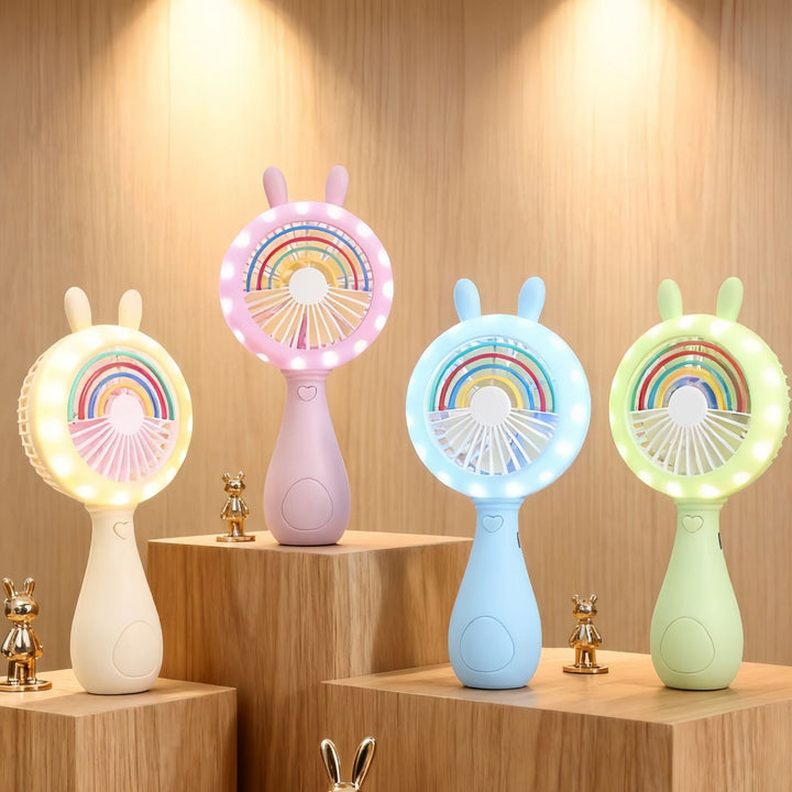 Ladies portable hand fan with LED function and innovative bunny design Kalsten