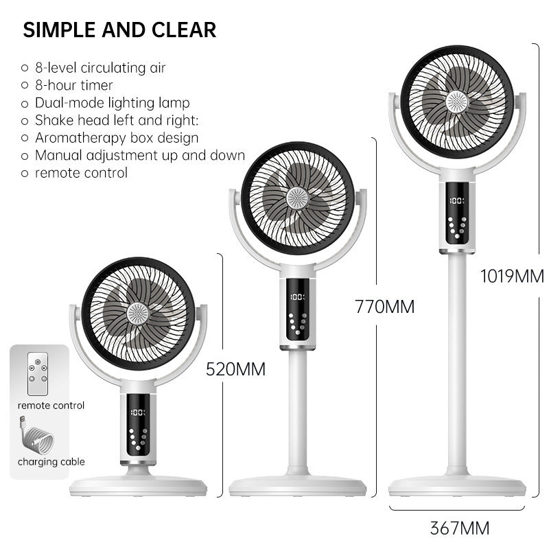 Unisex nan height-adjustable oscillating rechargeable pedestal fan with digital LED display remote and aromatherapy Kalsten