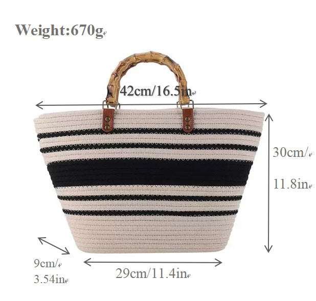 Stylish basket bag with bamboo handles Kalsten