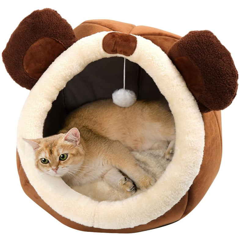 Cozy Plush Cat Hideaway  Dog Bed