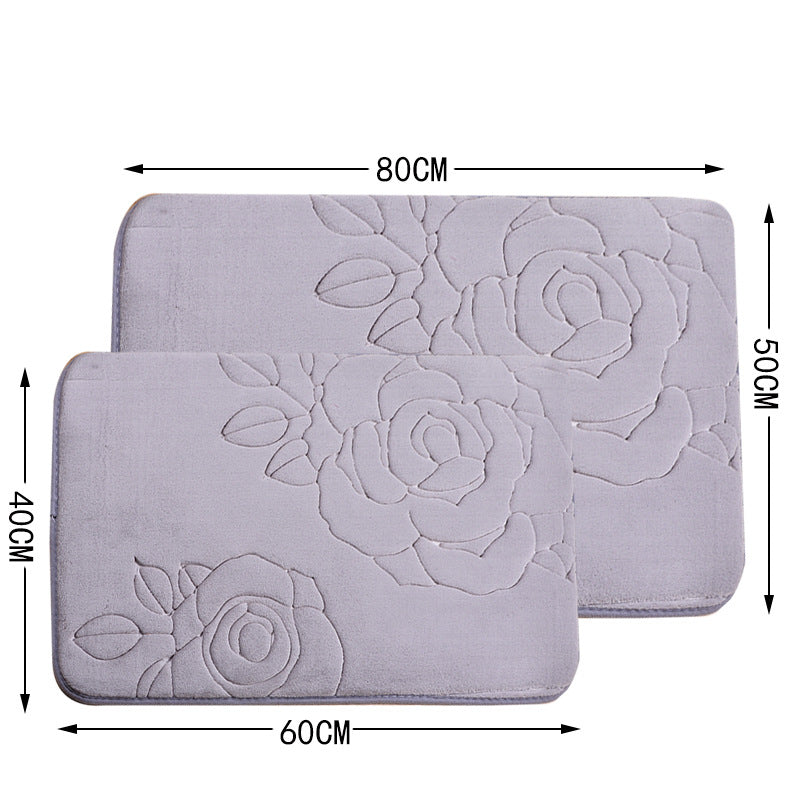 Decorative Rose Pattern Bath Mat Kalsten