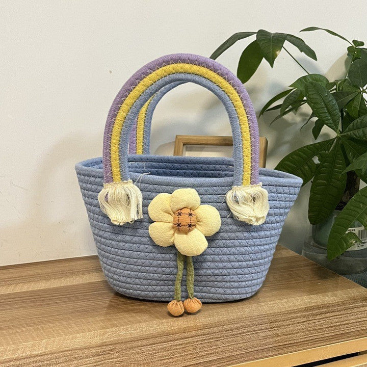 Women's handmade basket bag with color-coordinated handle accents Kalsten