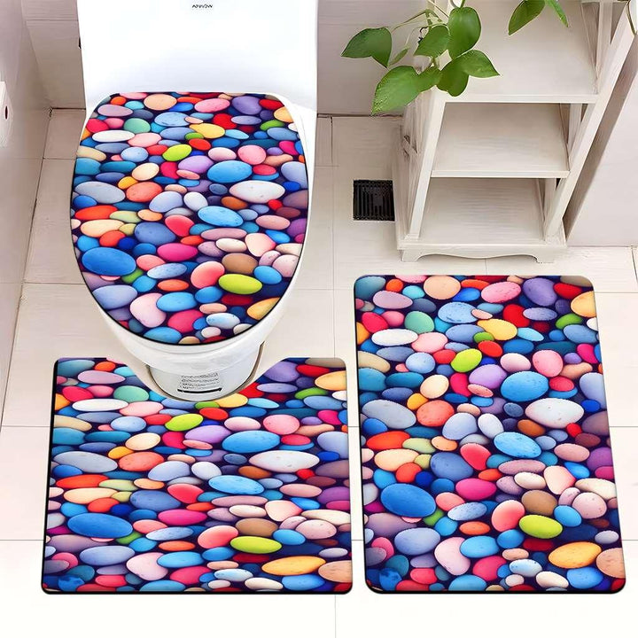 Decorative Rock and Butterfly Bathroom Mat Set Kalsten