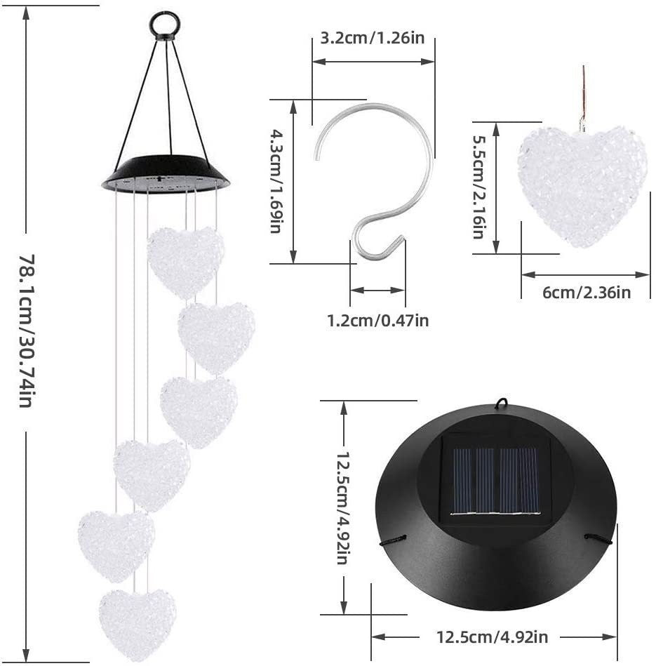 Solar-Powered Hanging Hummingbird LED Wind Chime With Color-Changing RGB Acrylic Birds And Weatherproof Top Kalsten