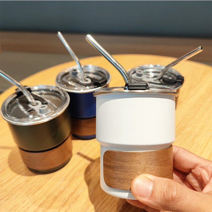 Ladies stylish stainless steel drinking cups with wood application Kalsten