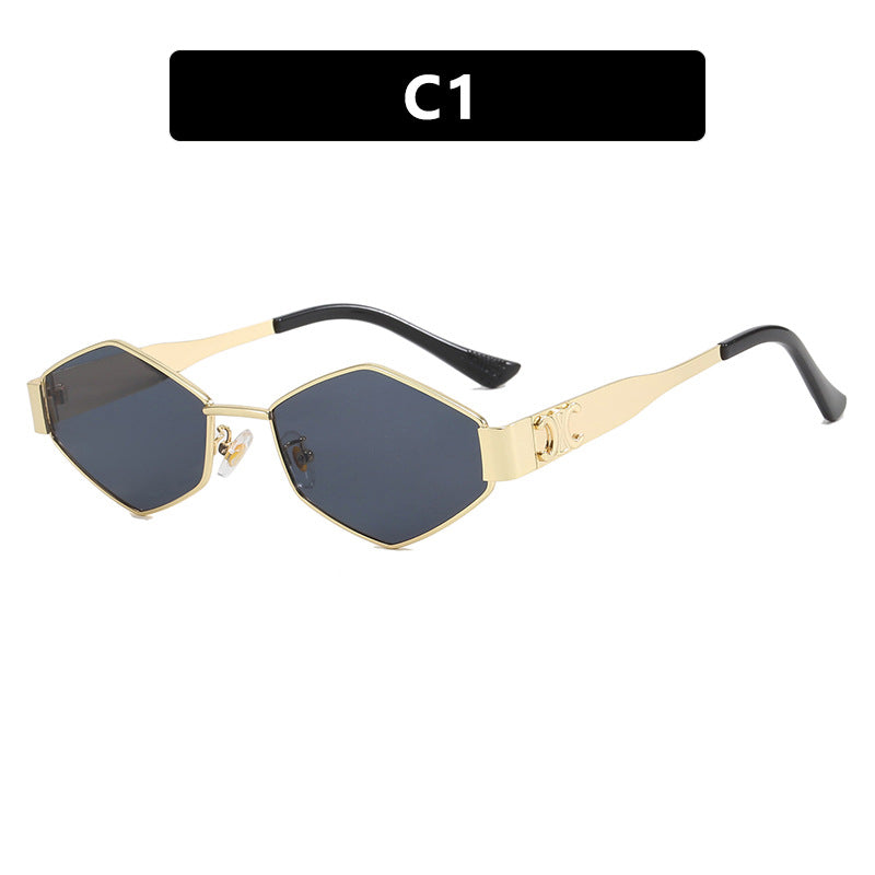 Ladies fashionable hexagonal sunglasses with protective lenses and stylish metal frame Kalsten