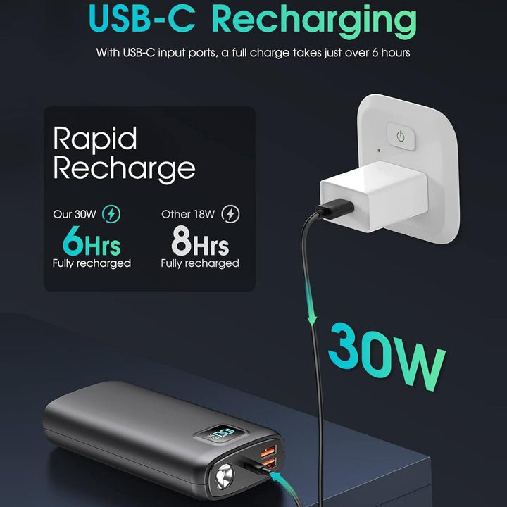 Portable power bank with digital charging display and LED lamp Kalsten