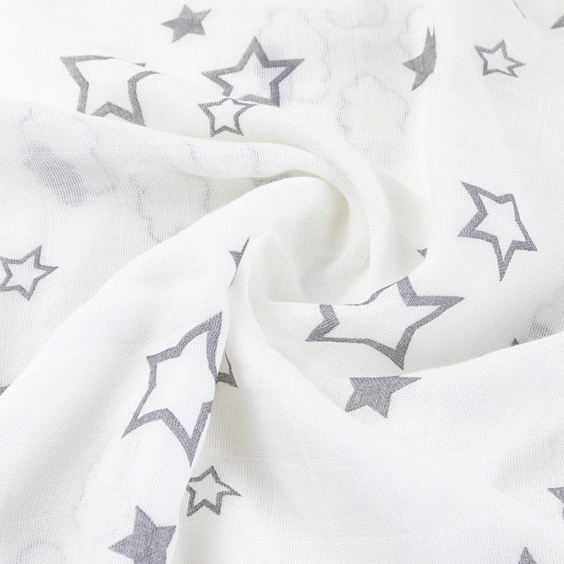 Soft Muslin Baby Blanket with Stars and Clouds Print kalsten